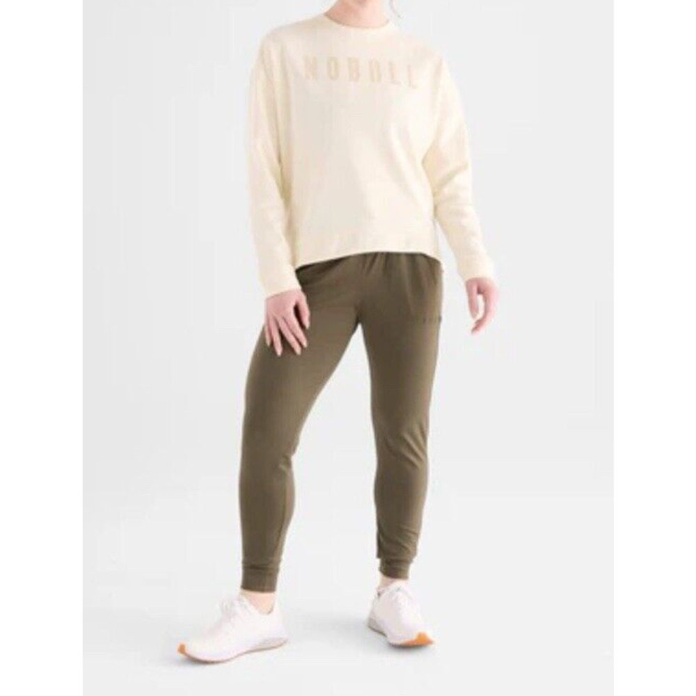 NOBULL Women's crew neck Logo soft sweatshirt MEDIUM Ivory Excellent Condition - Picture 9 of 10